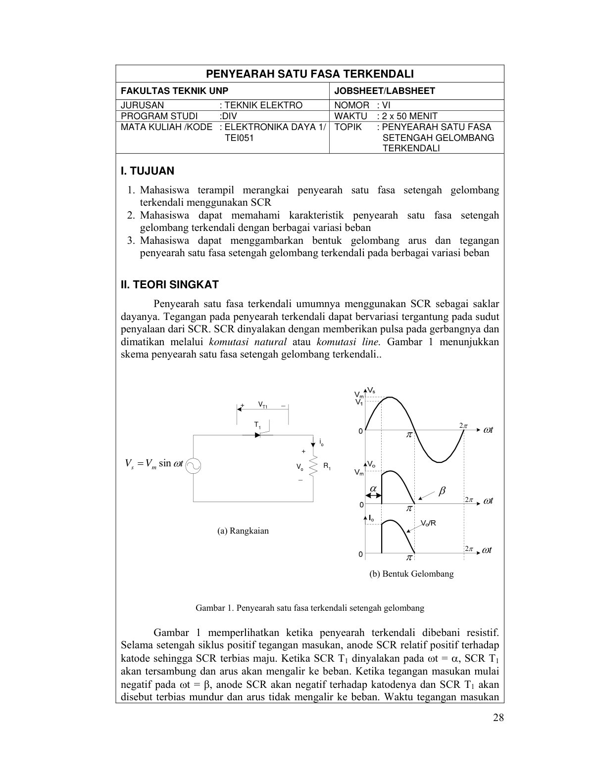 First page of penyearah setengah gelombang dengan beba