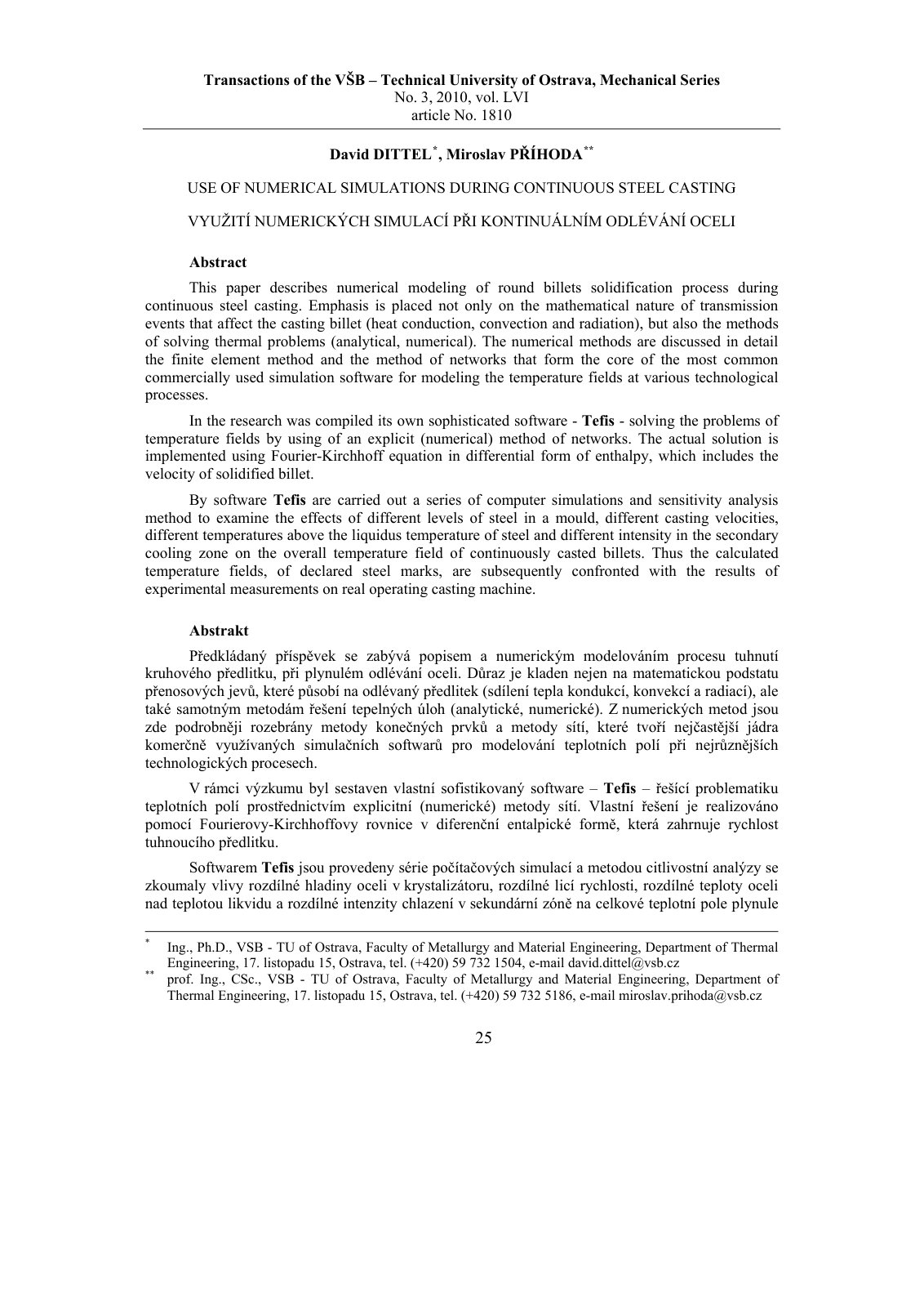 First page of Use of Numerical Simulations During Cont
