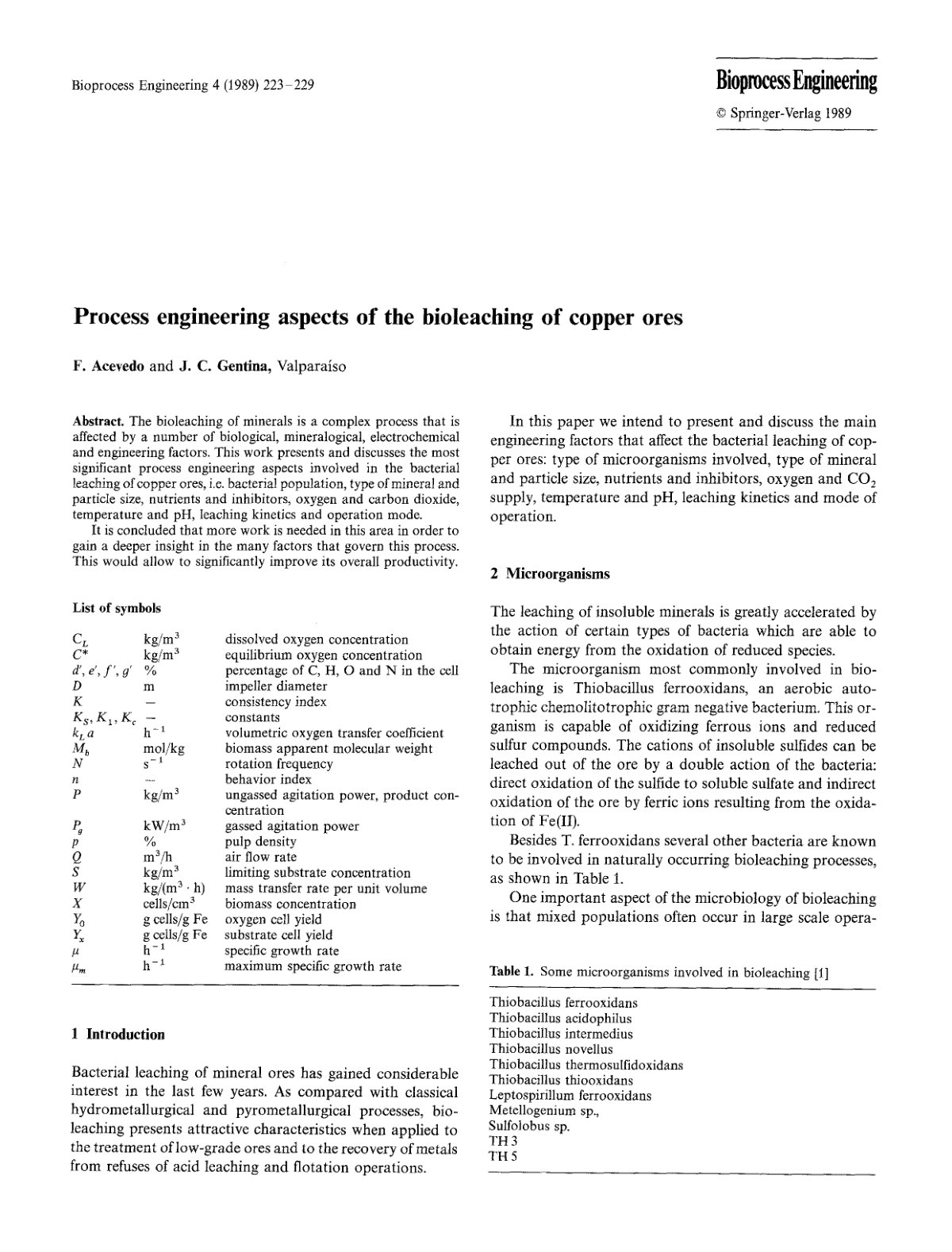 First page of Process engineering aspects of the biole