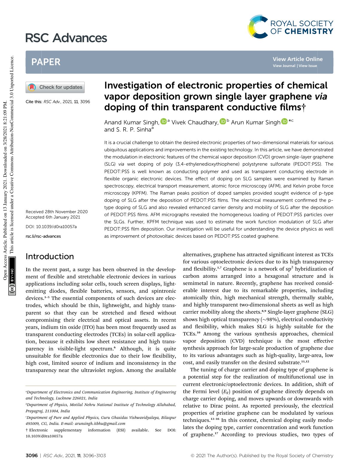 First page of Investigation of electronic properties o