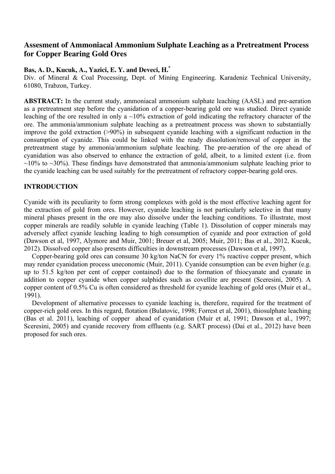 First page of Assesment of Ammoniacal Ammonium Sulpha