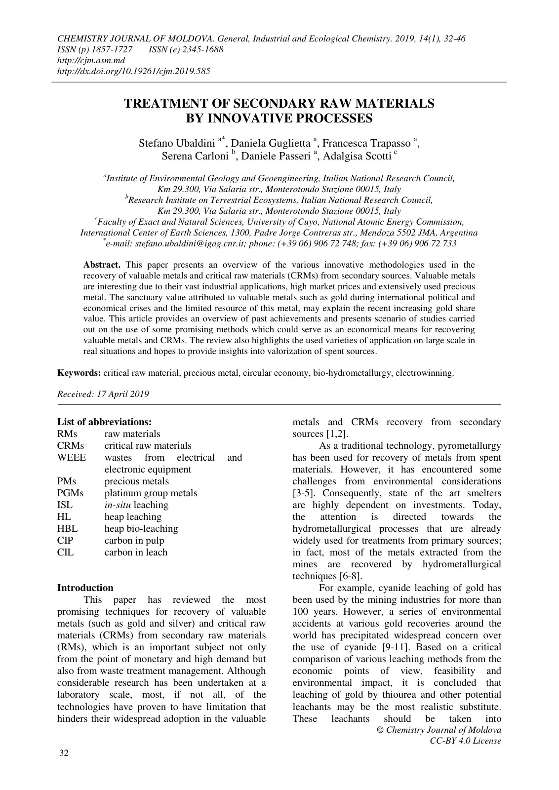 First page of TREATMENT OF SECONDARY RAW MATERIALS BY