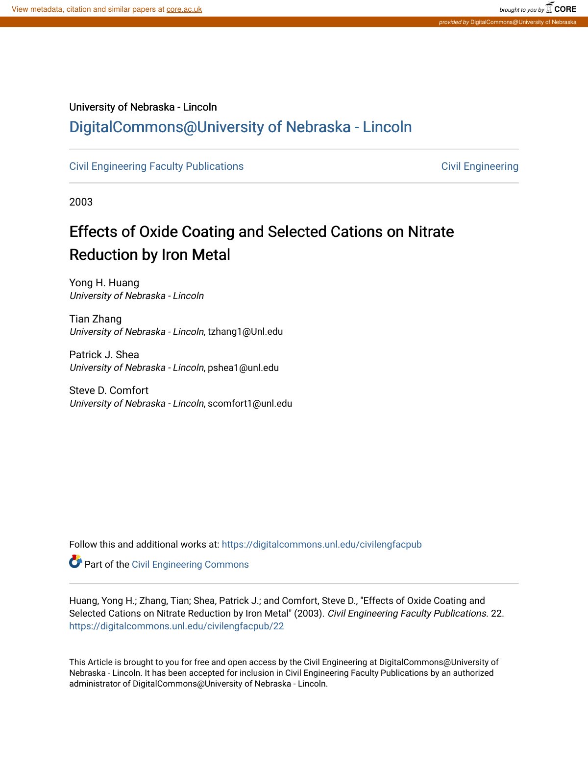 First page of Effects of Oxide Coating and Selected Ca