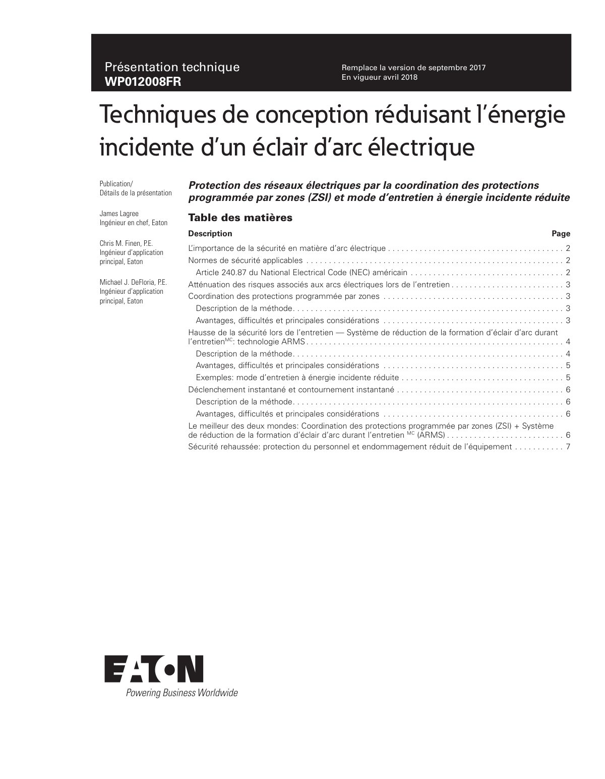 First page of techniques conception reduction arc