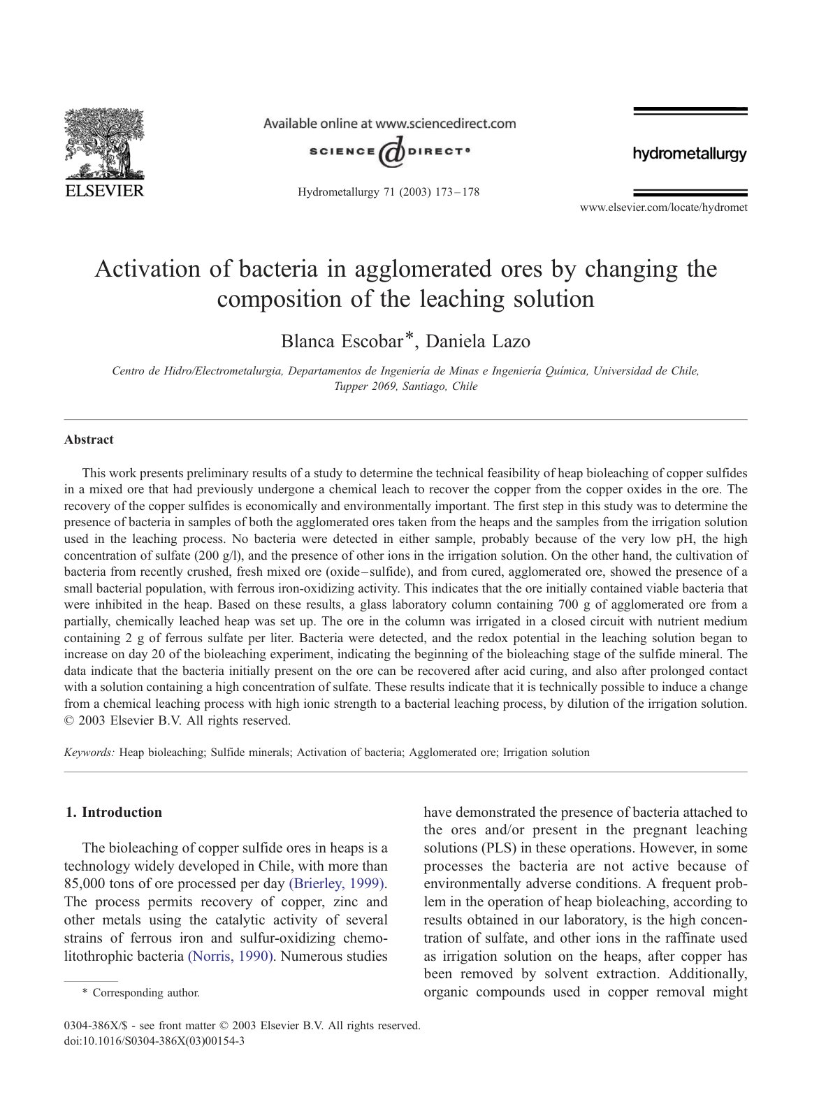 First page of Activation of bacteria in agglomerated o