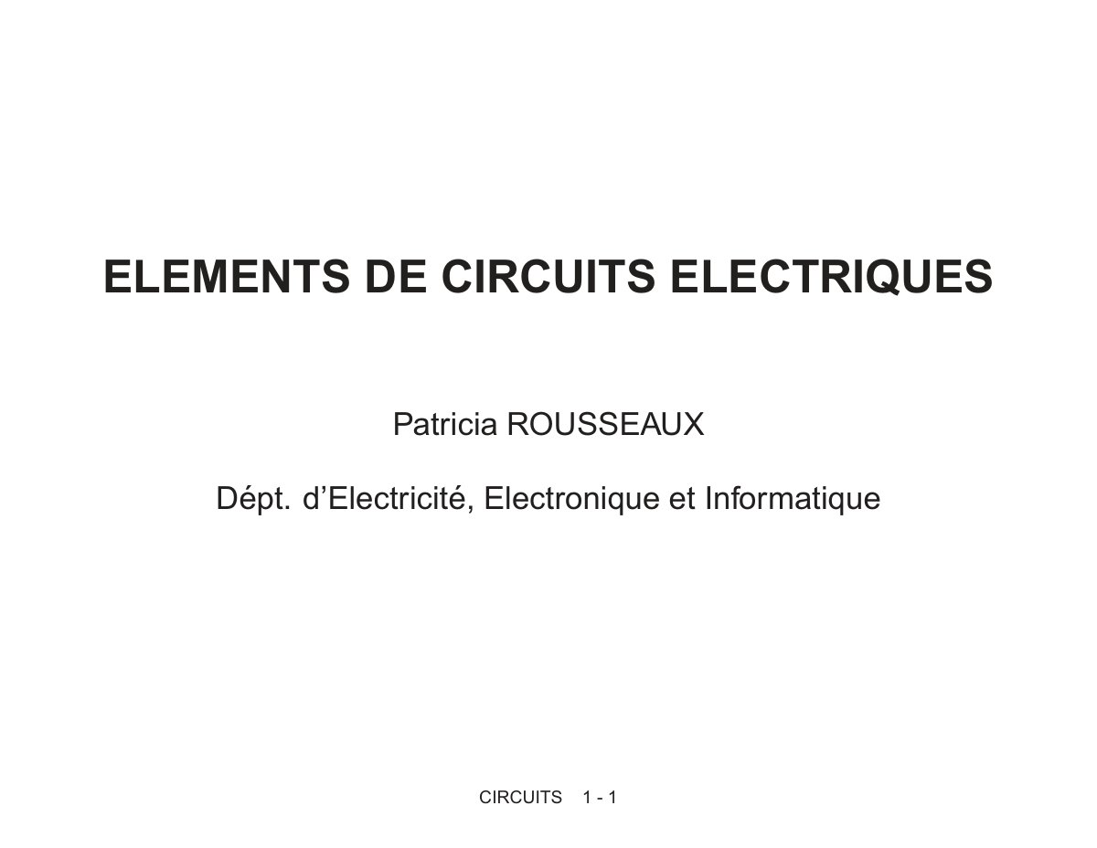 First page of elements circuits electriques