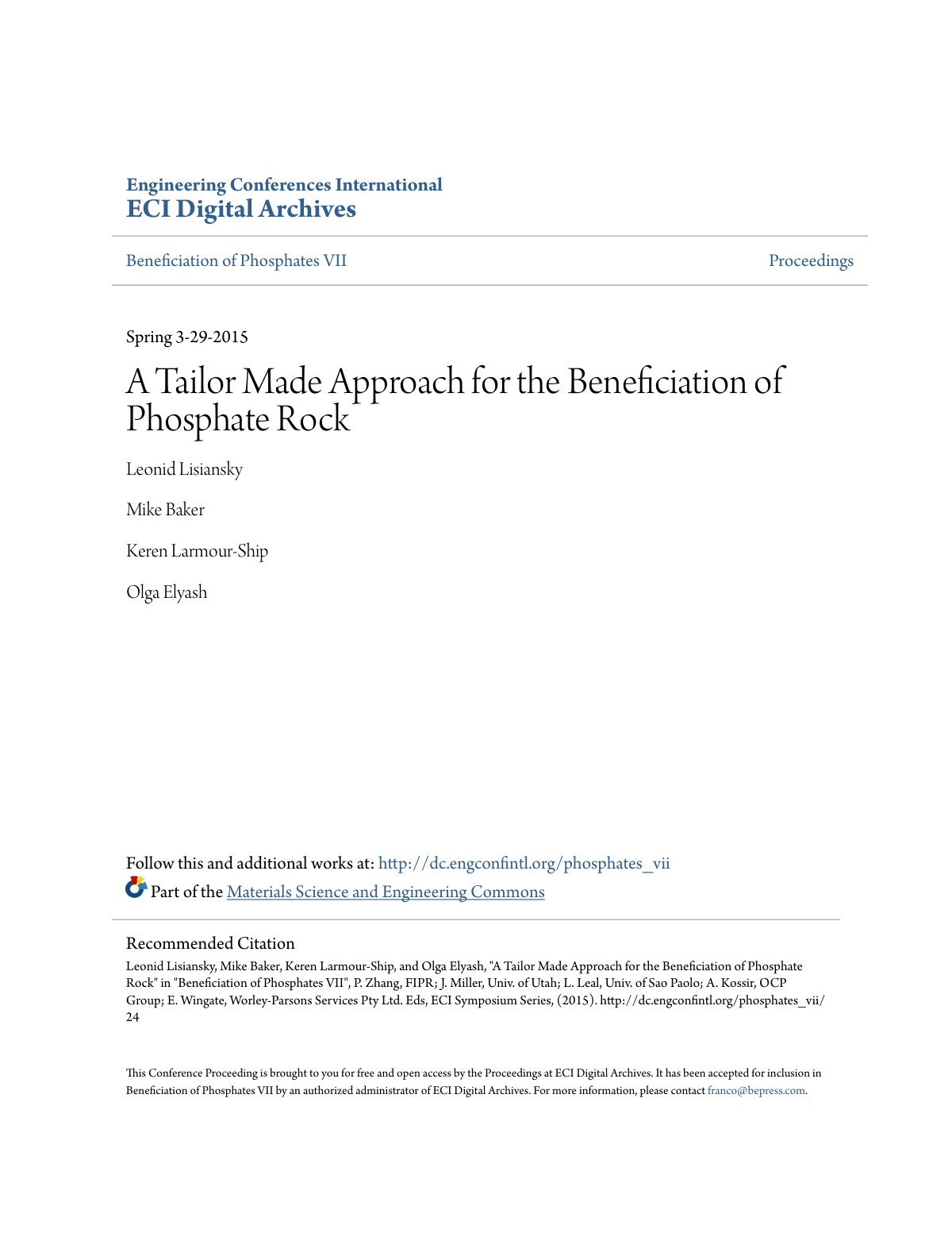 First page of A Tailor Made Approach for the Beneficia