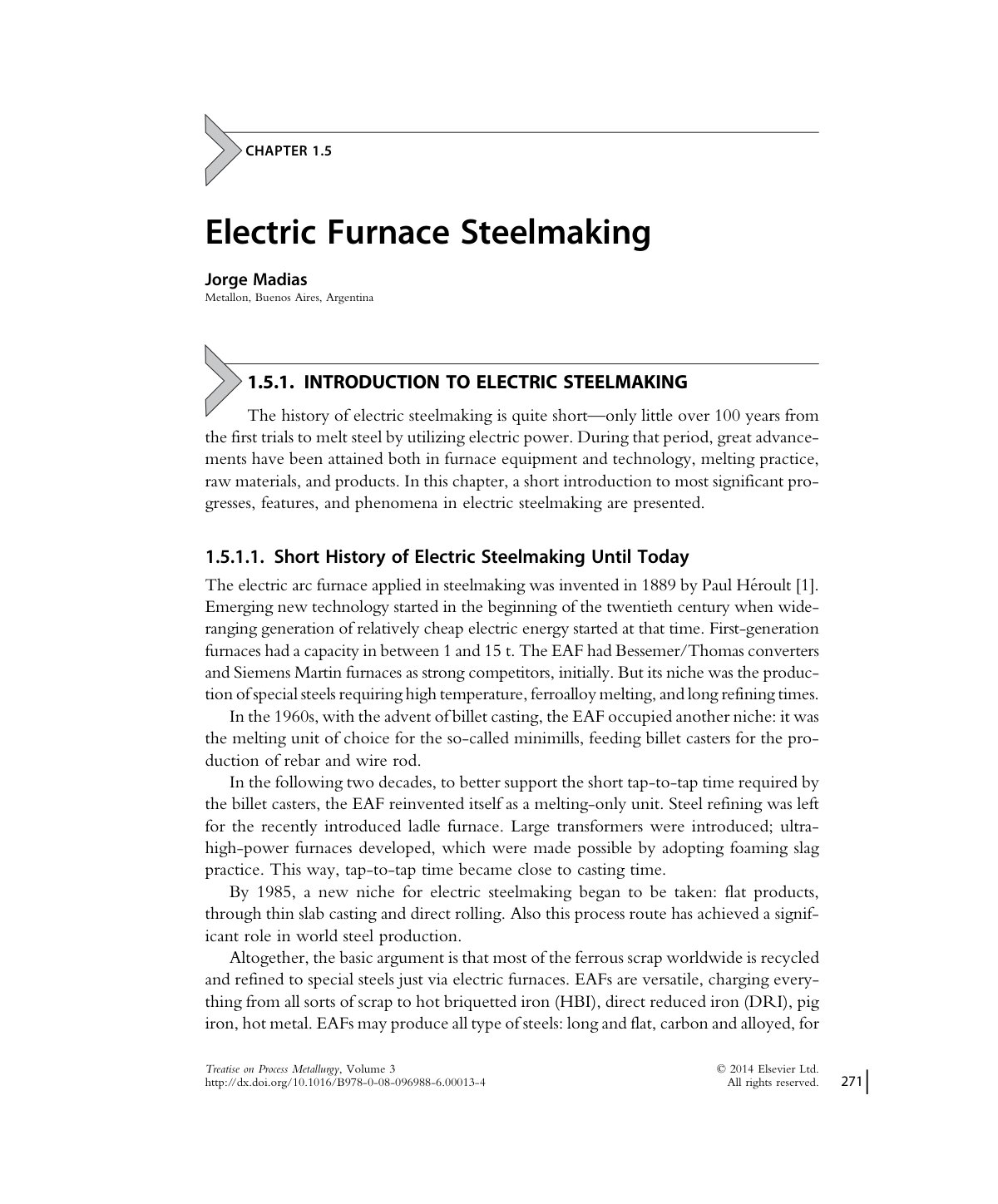 First page of Treatise on Process Metallurgy Vol 3 Ind
