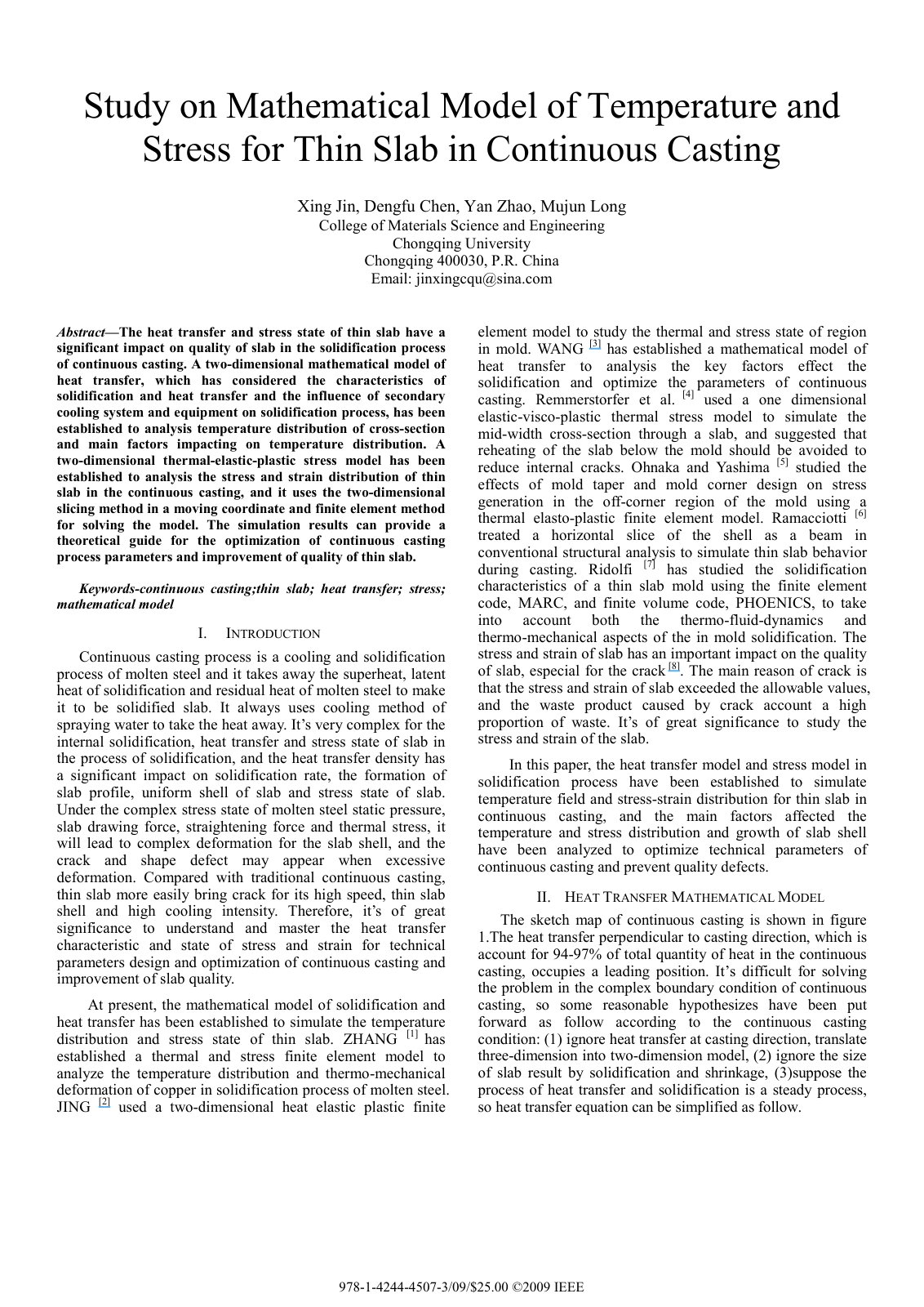 First page of Study on Mathematical Model of Temperatu