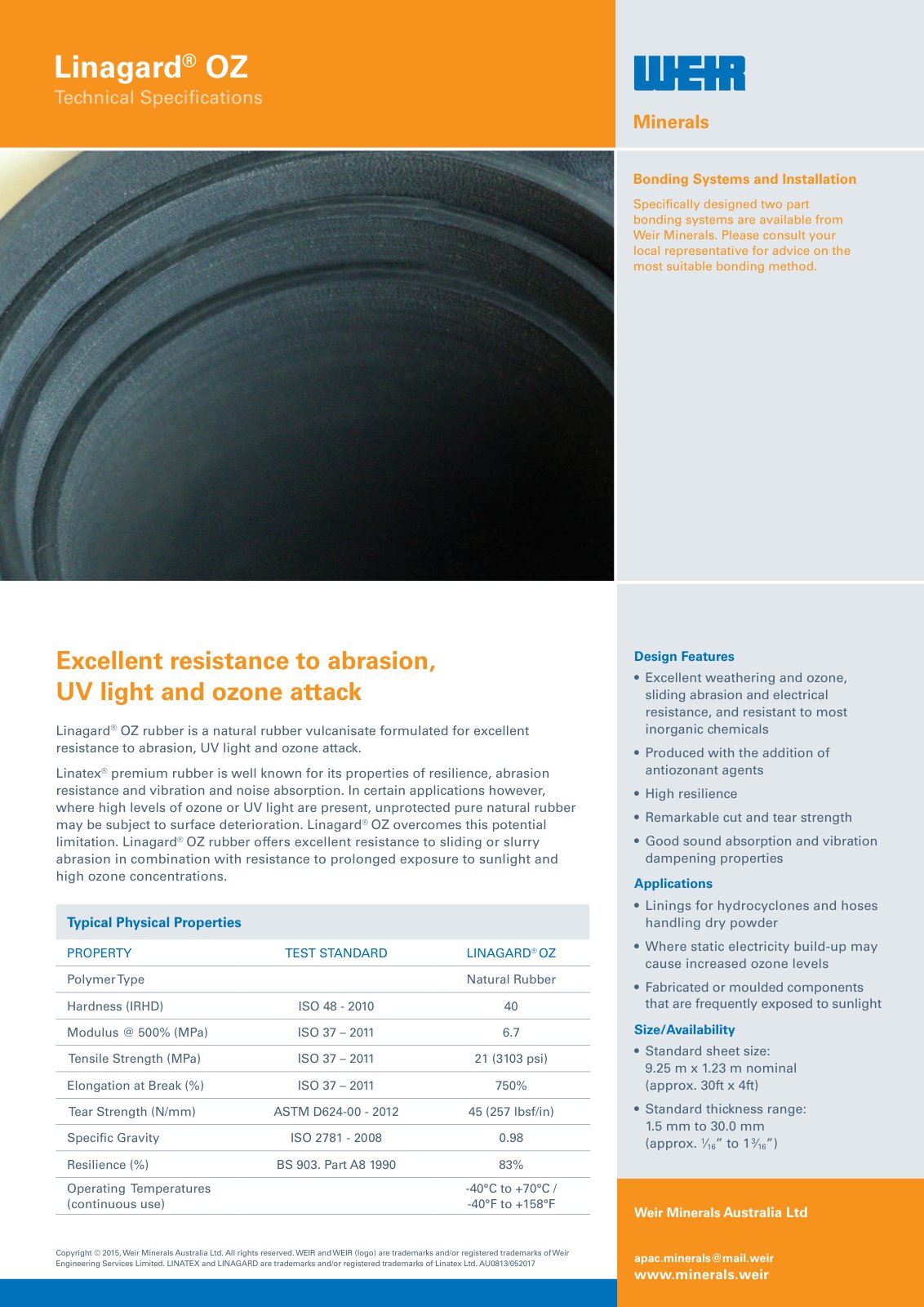First page of AU0813 Linagard OZ Spec Sheet 052017 PREVIEW