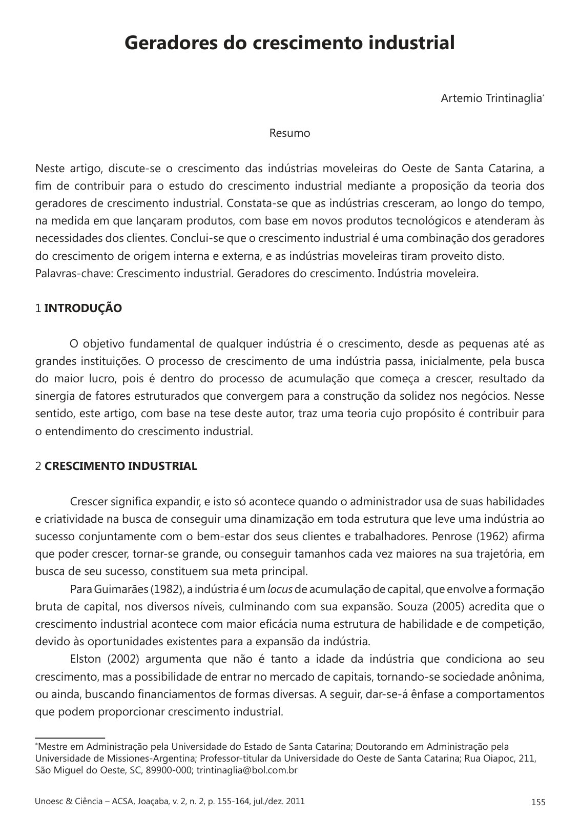 First page of Geradores do crescimento industrial