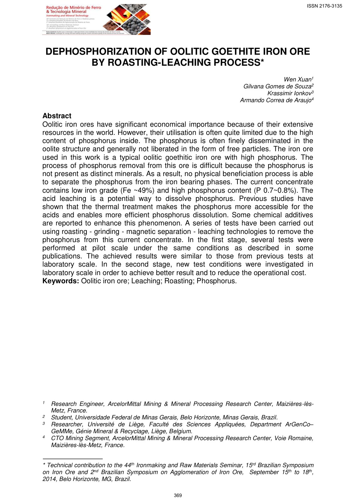 First page of Dephosphorization of Oolitic Goethite Ir
