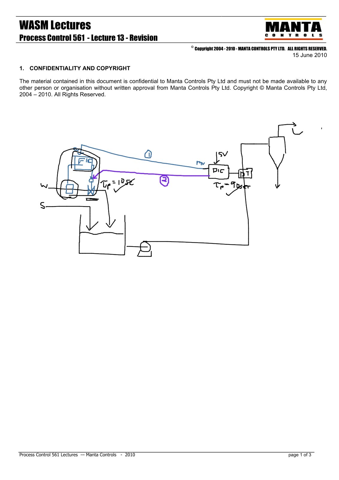 First page of Manta Controls   561   Lecture 13   Revision