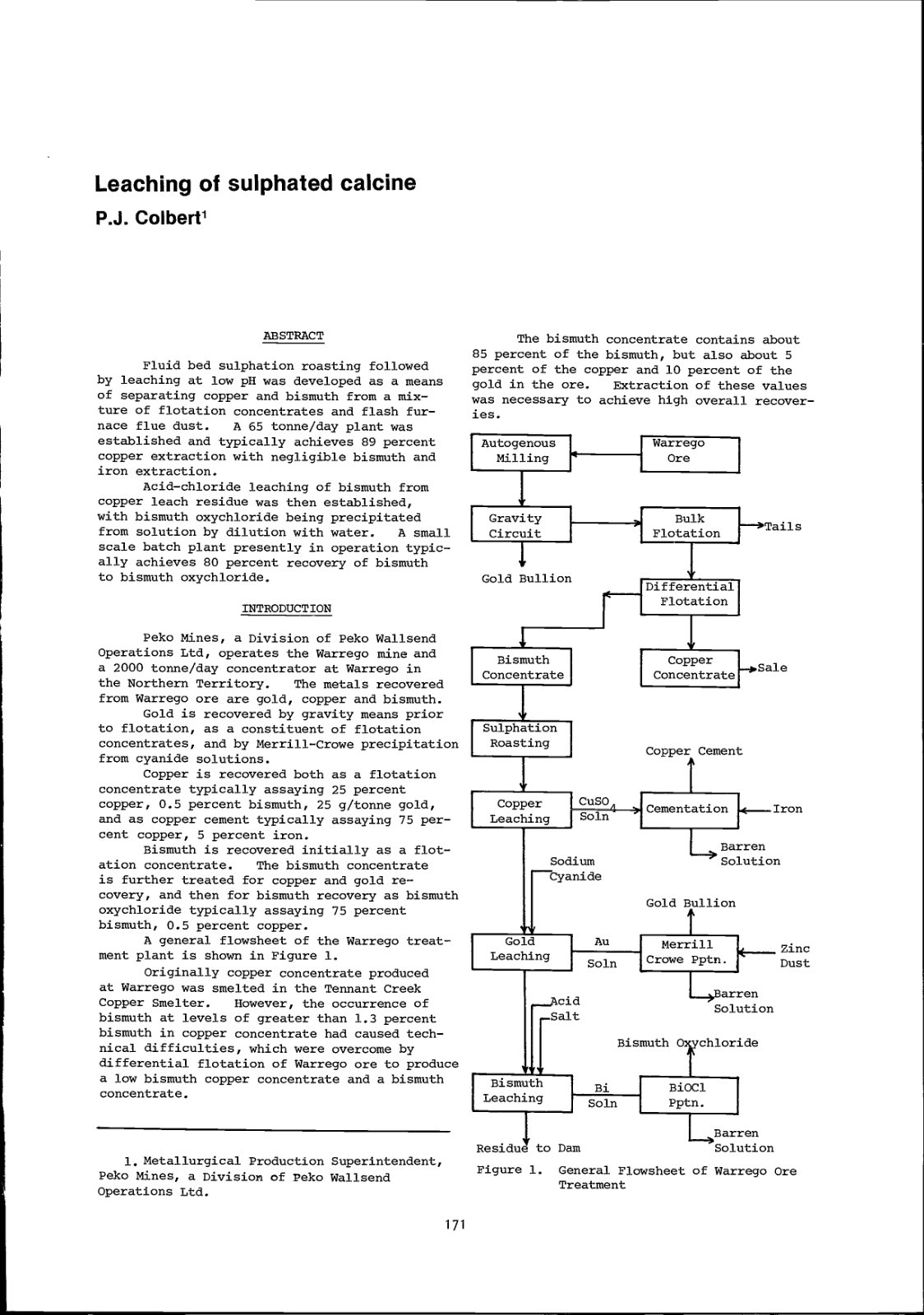 First page of Leaching of sulphated calcine