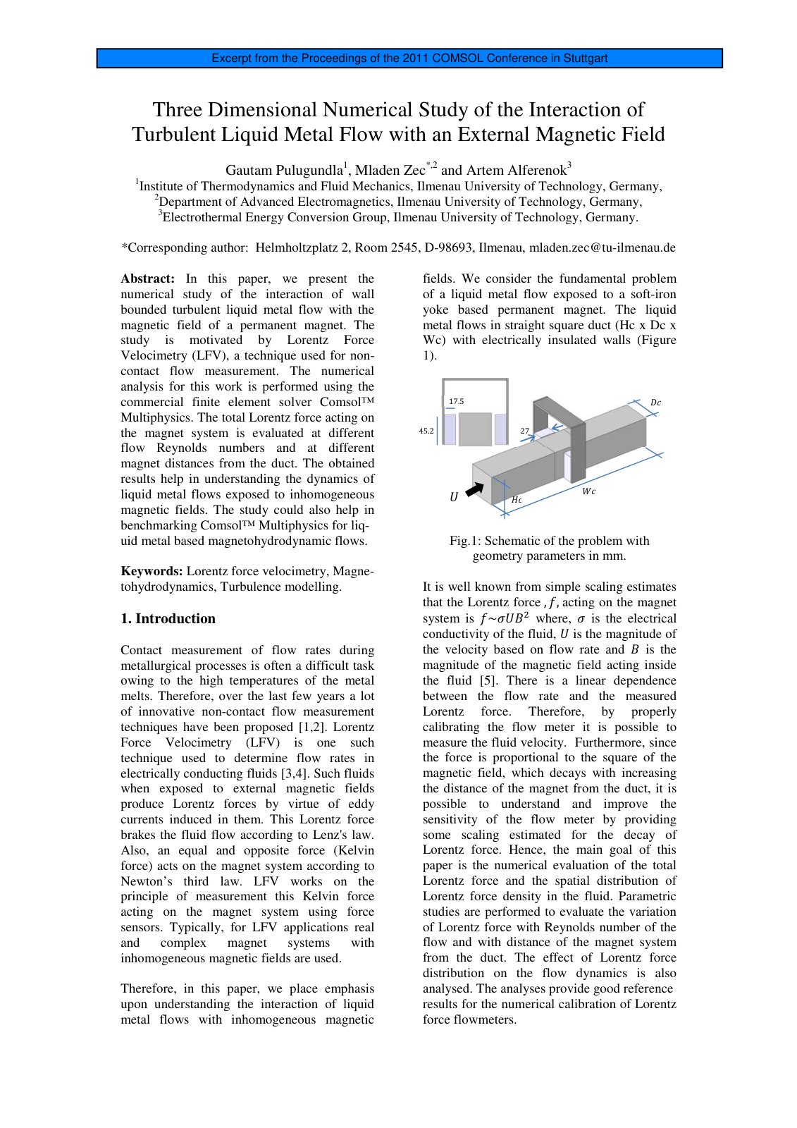 First page of Three Dimensional Numerical Study of the