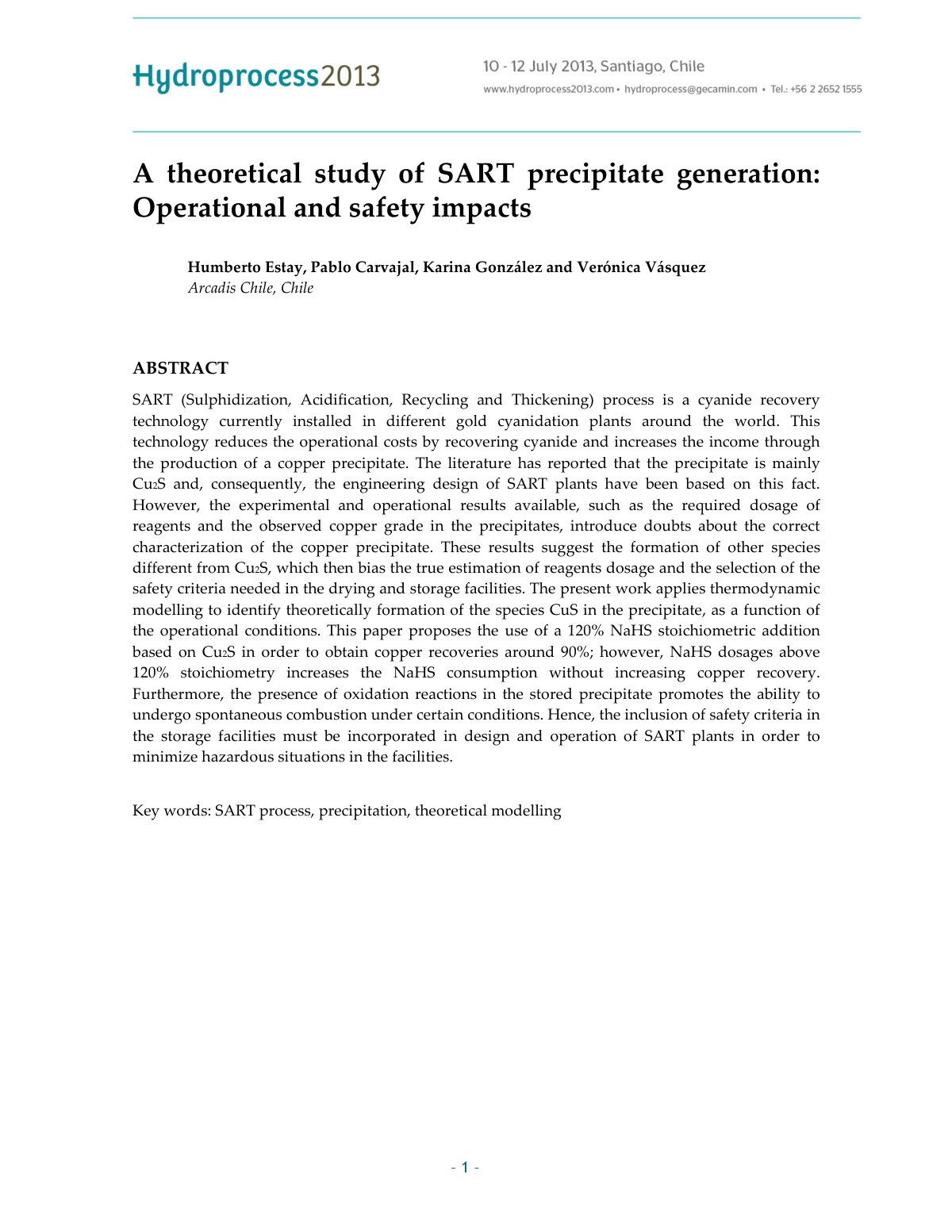 First page of A theoretical study of SART precipitate