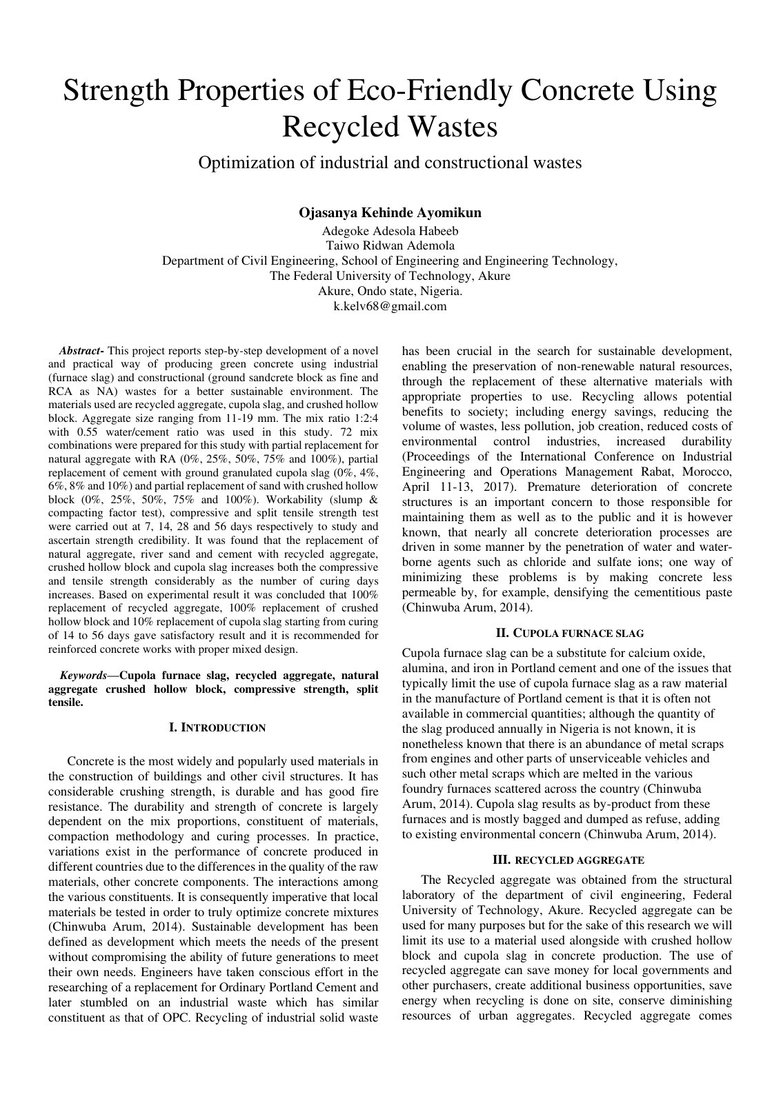 First page of Strength Properties of Eco Friendly Conc