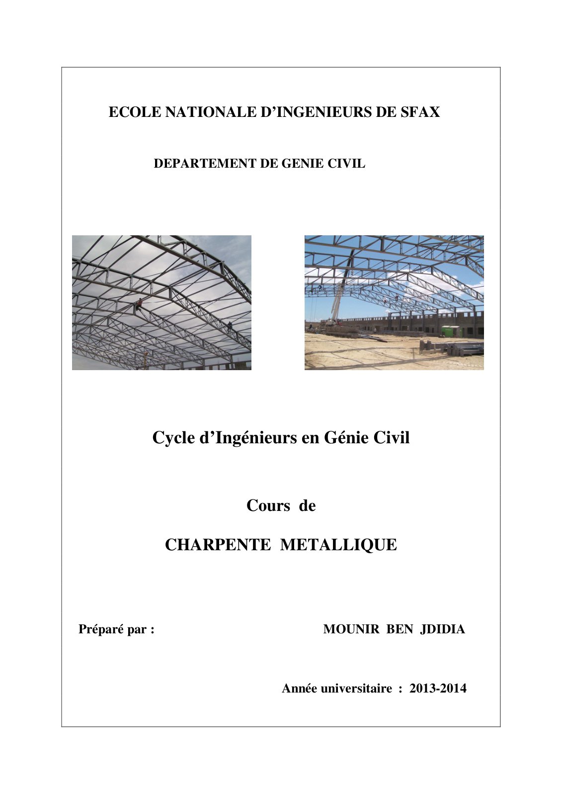 First page of construction metallique