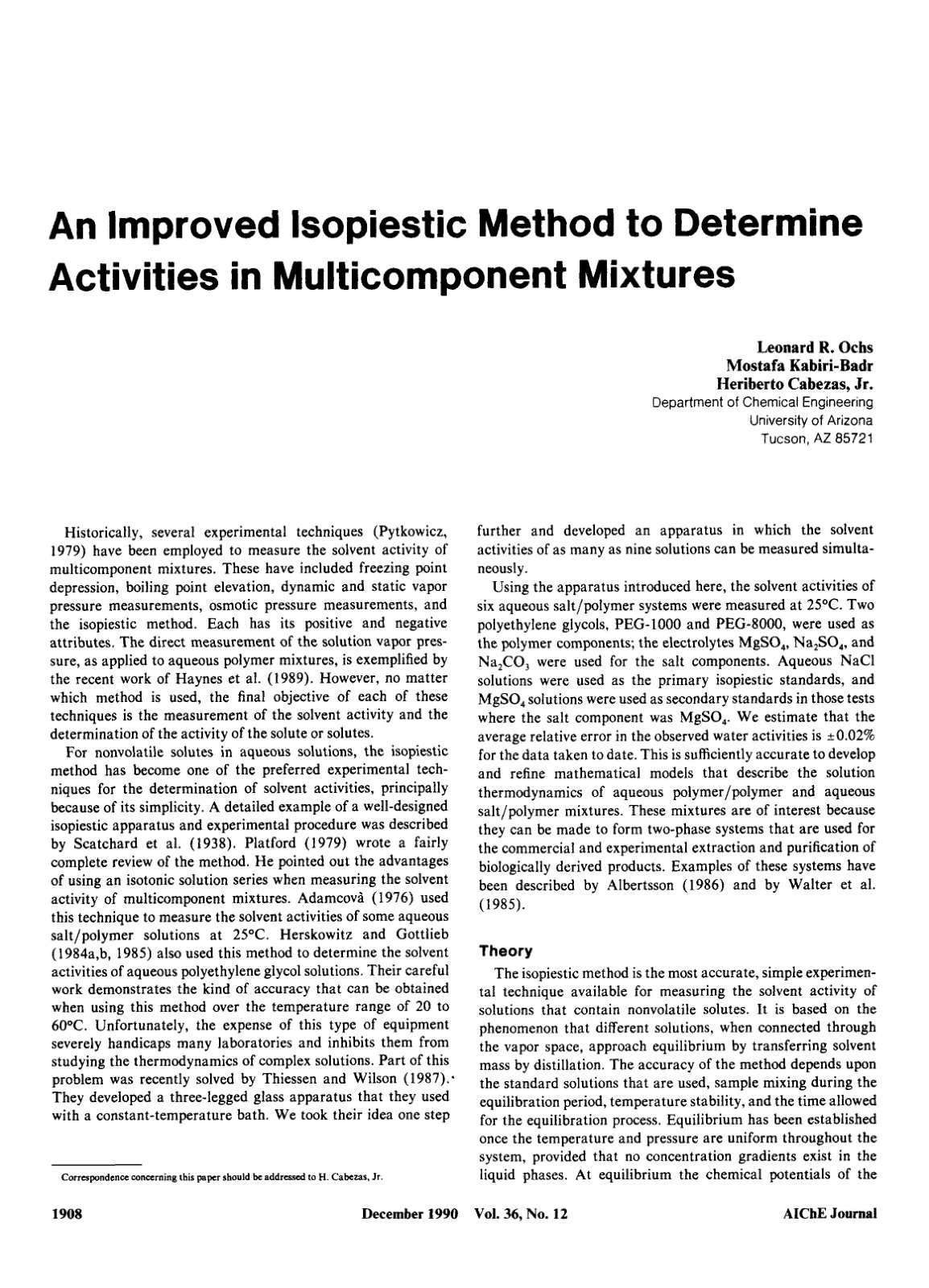 First page of An improved isopiestic method to determi