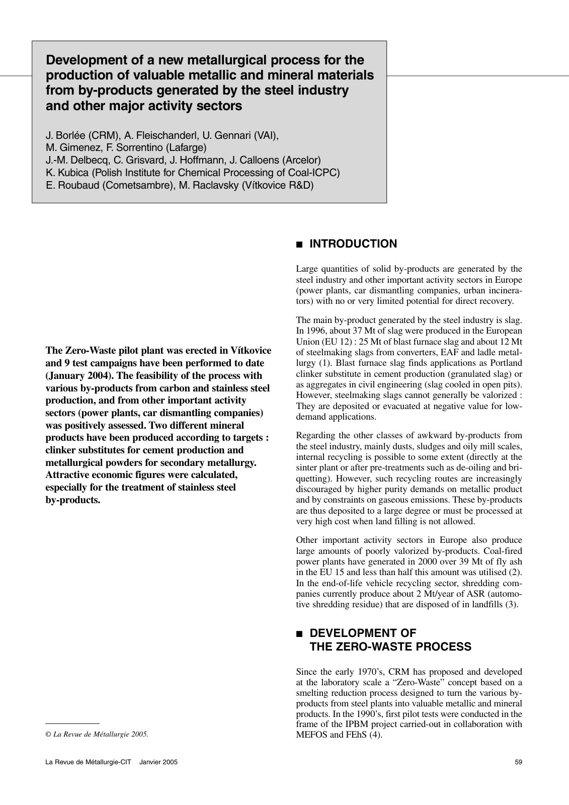 First page of Development of a new metallurgical proce