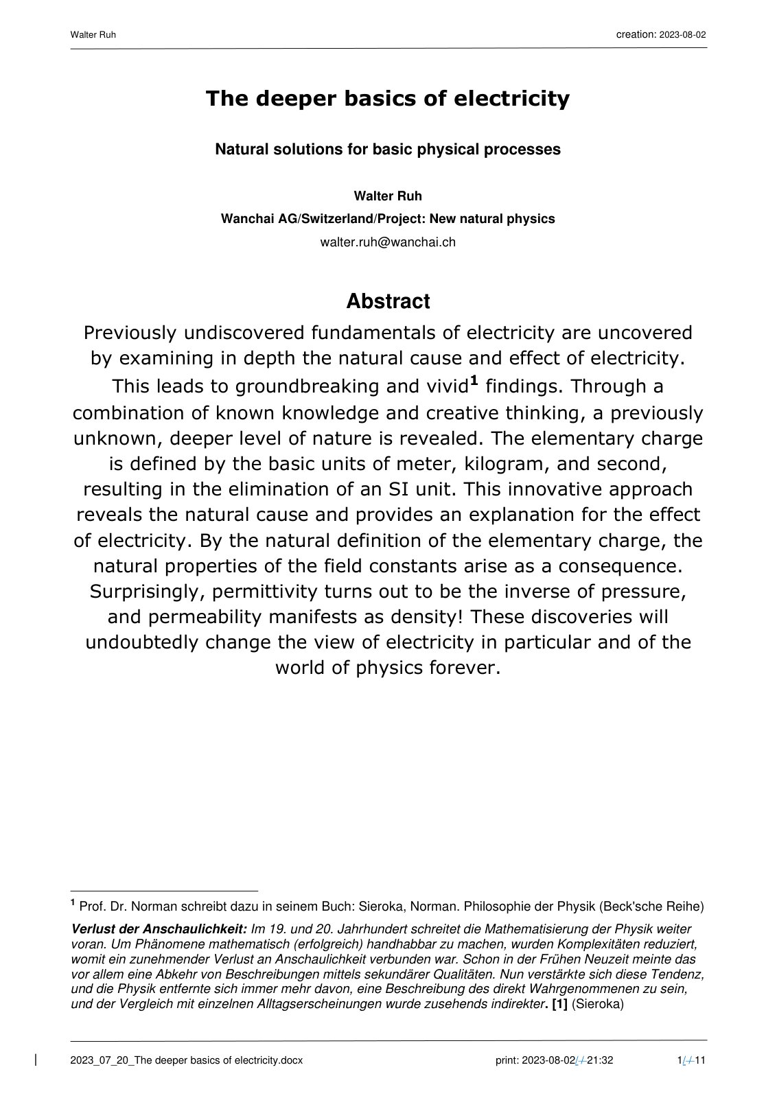 First page of The deeper basics of electricity