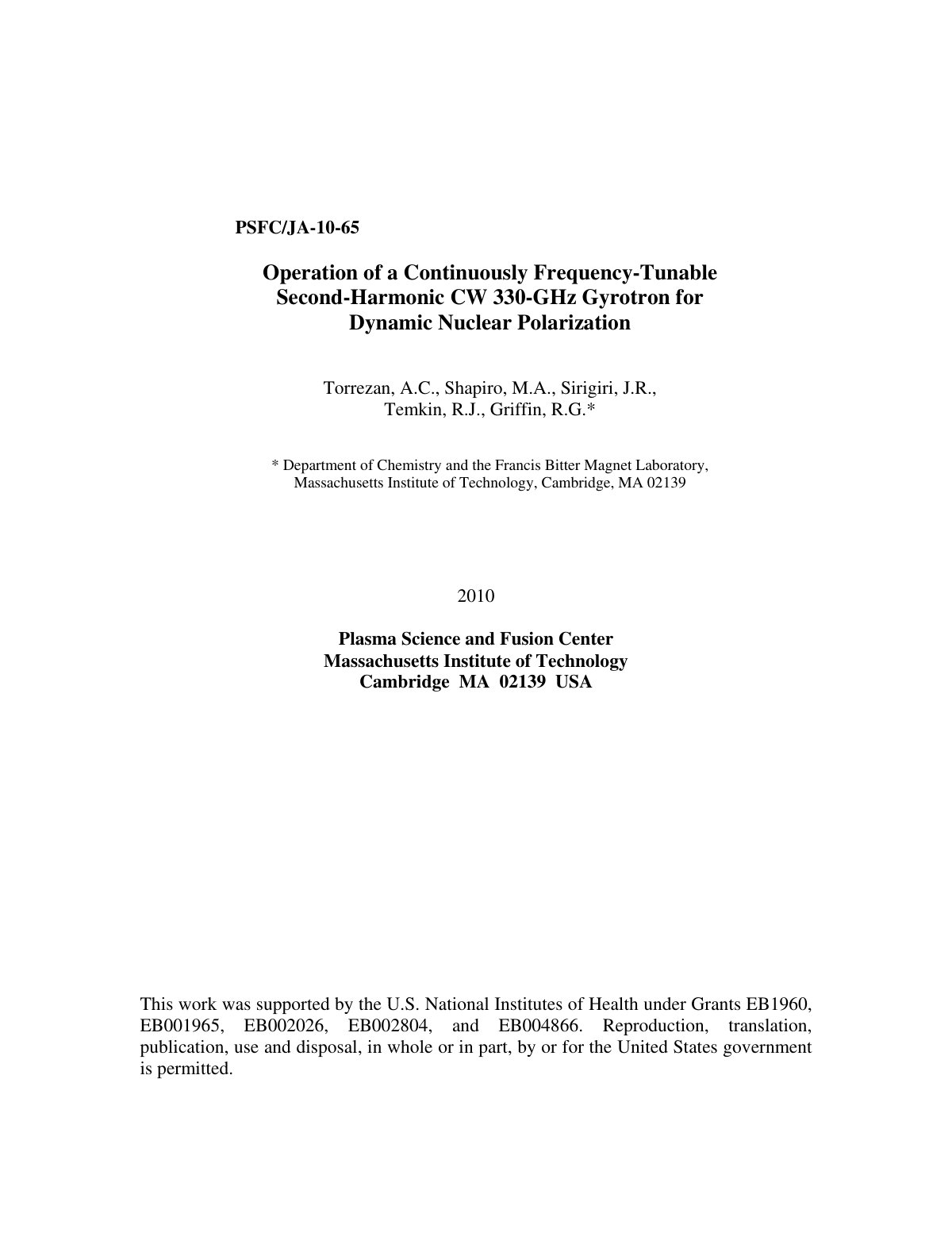 First page of Operation of a Continuously Frequency Tu