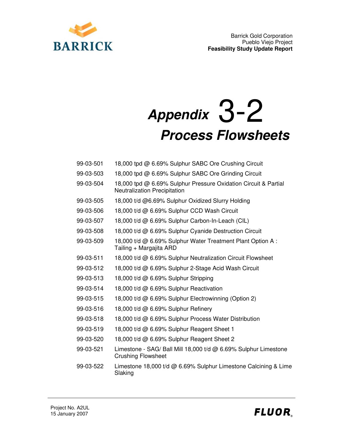 First page of Pueblo Viejo POX Appendix 3 2