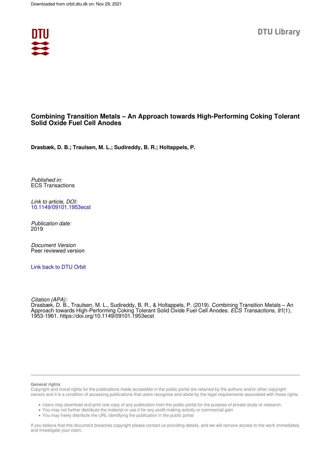 First page of Combining Transition Metals – An Approach towards High-Performing Coking Tolerant Solid Oxide Fuel Cell Anodes