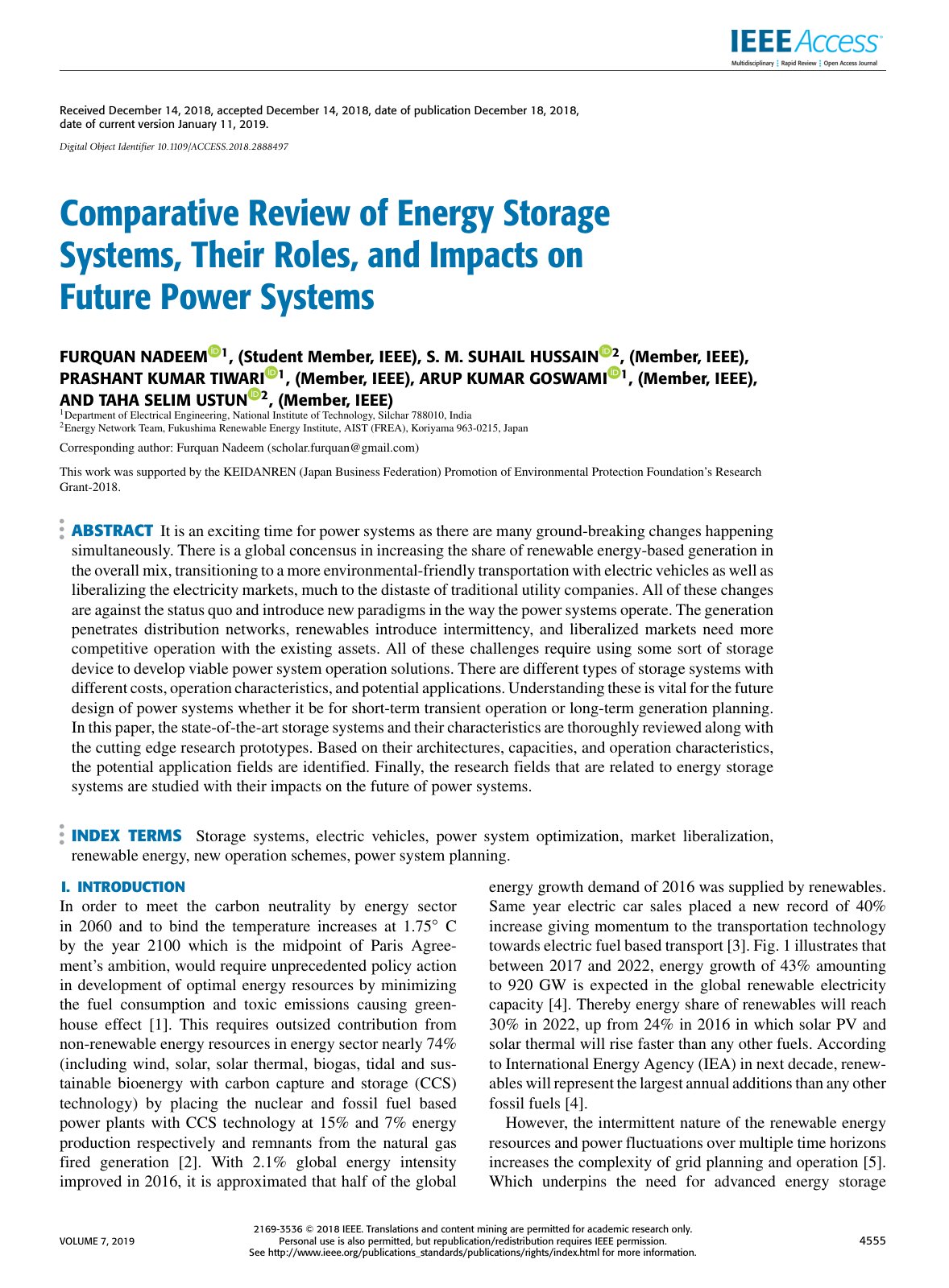 First page of Comparative Review of Energy Storage Sys
