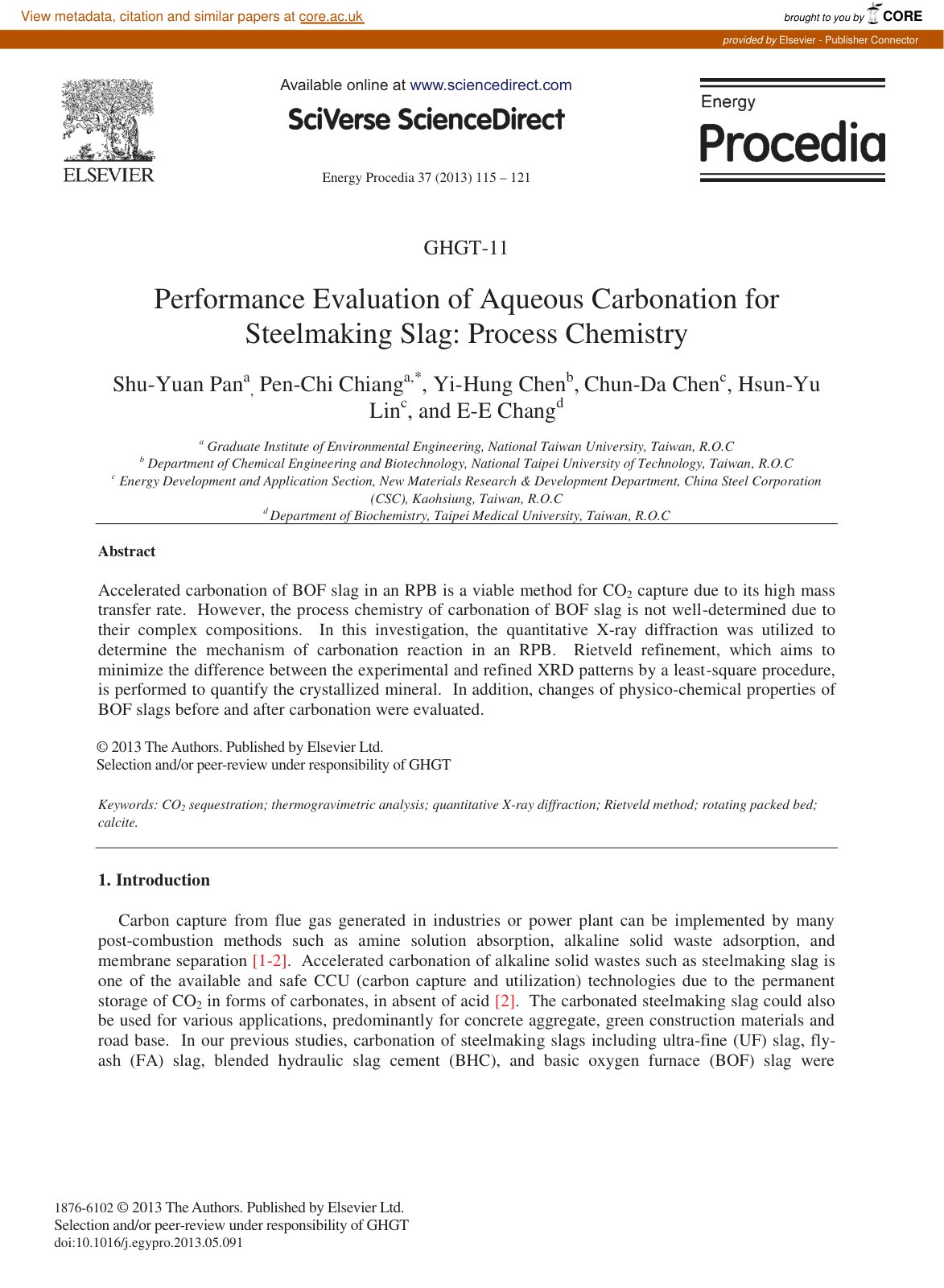 First page of Performance Evaluation of Aqueous Carbon