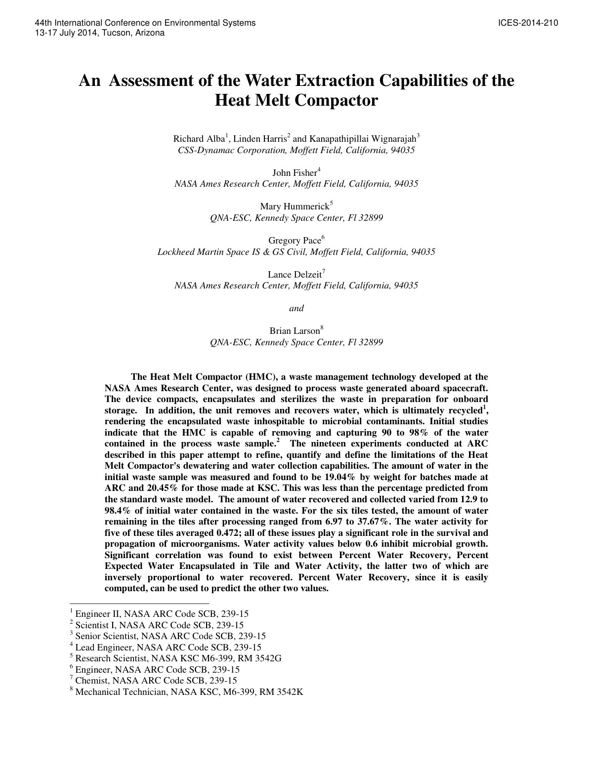 First page of An Assessment Of The Water Extraction Ca