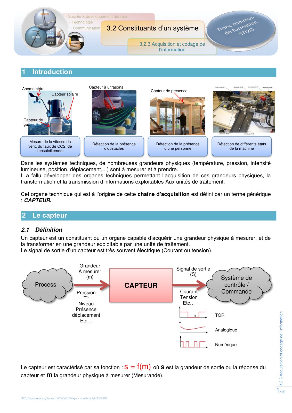 First page of capteurs3