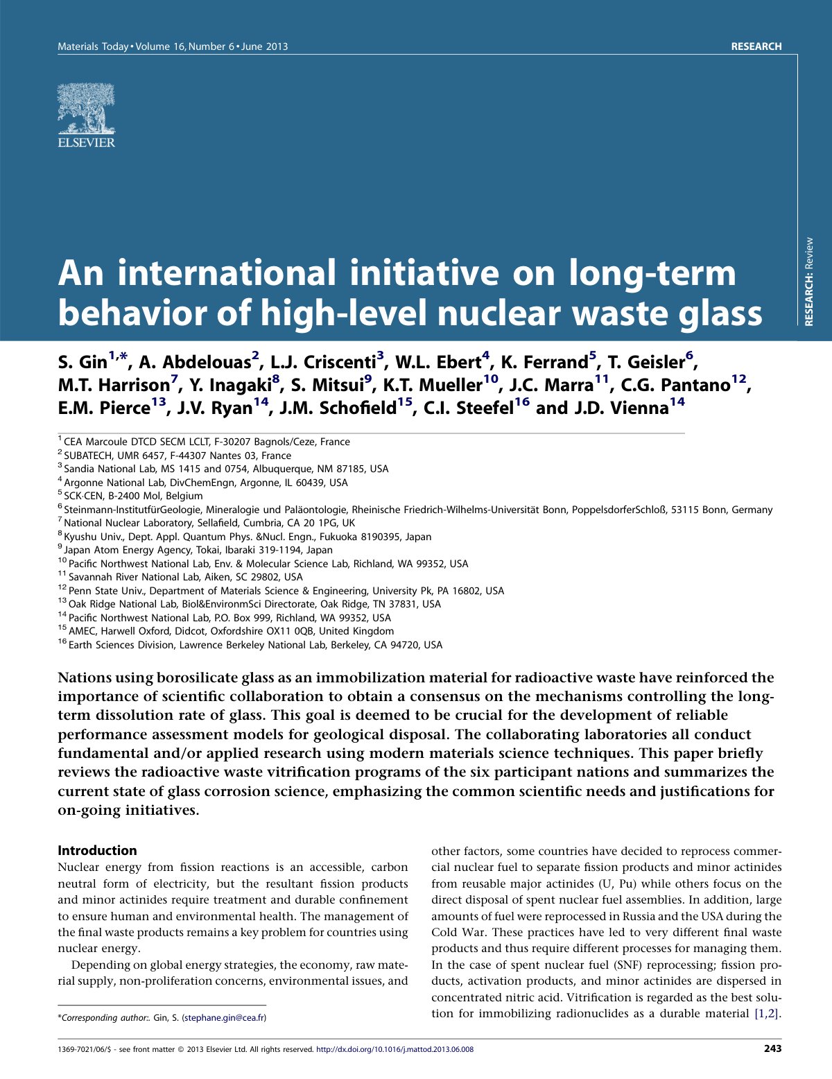 First page of An international initiative on long term