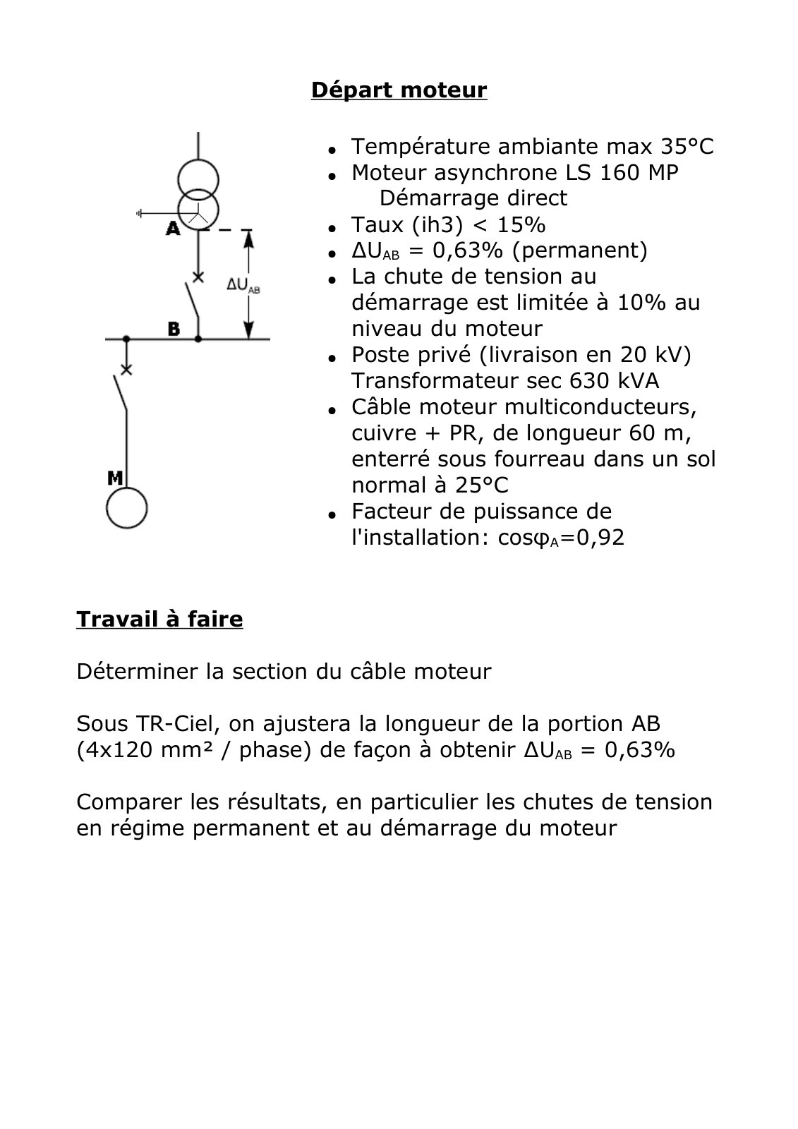 First page of exercice depart moteur