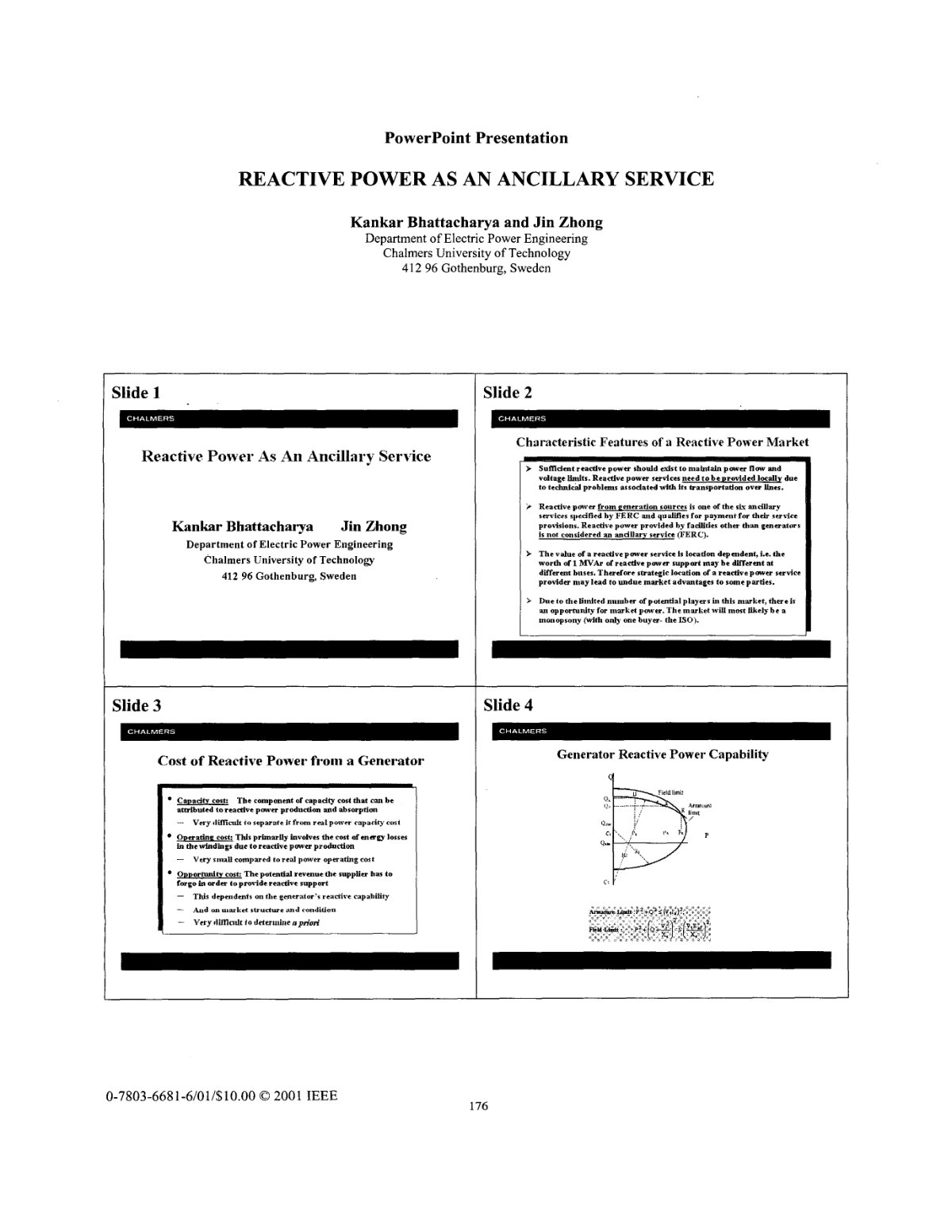 First page of Reactive power as an ancillary service