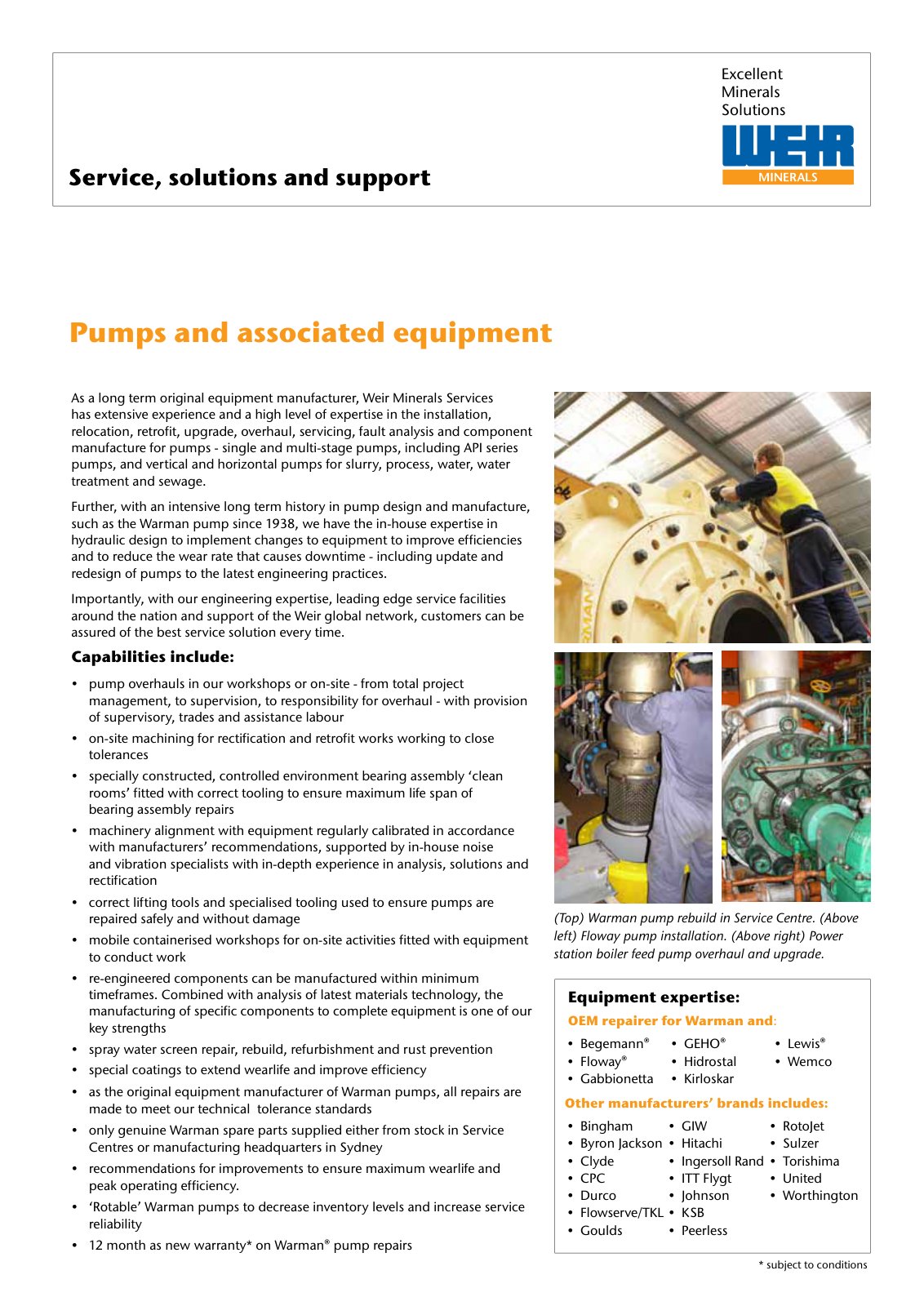 First page of Service solutions & support Pumps PREVIEW