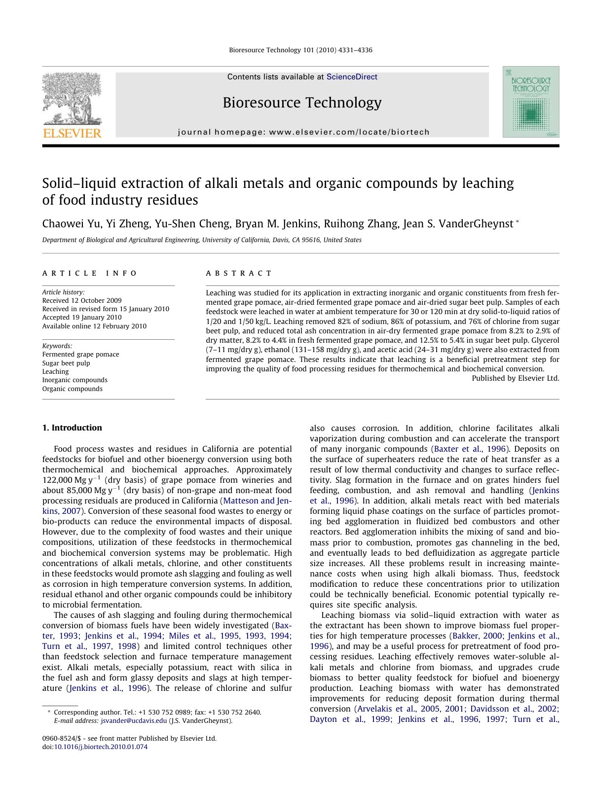 First page of Solid liquid extraction of alkali metals