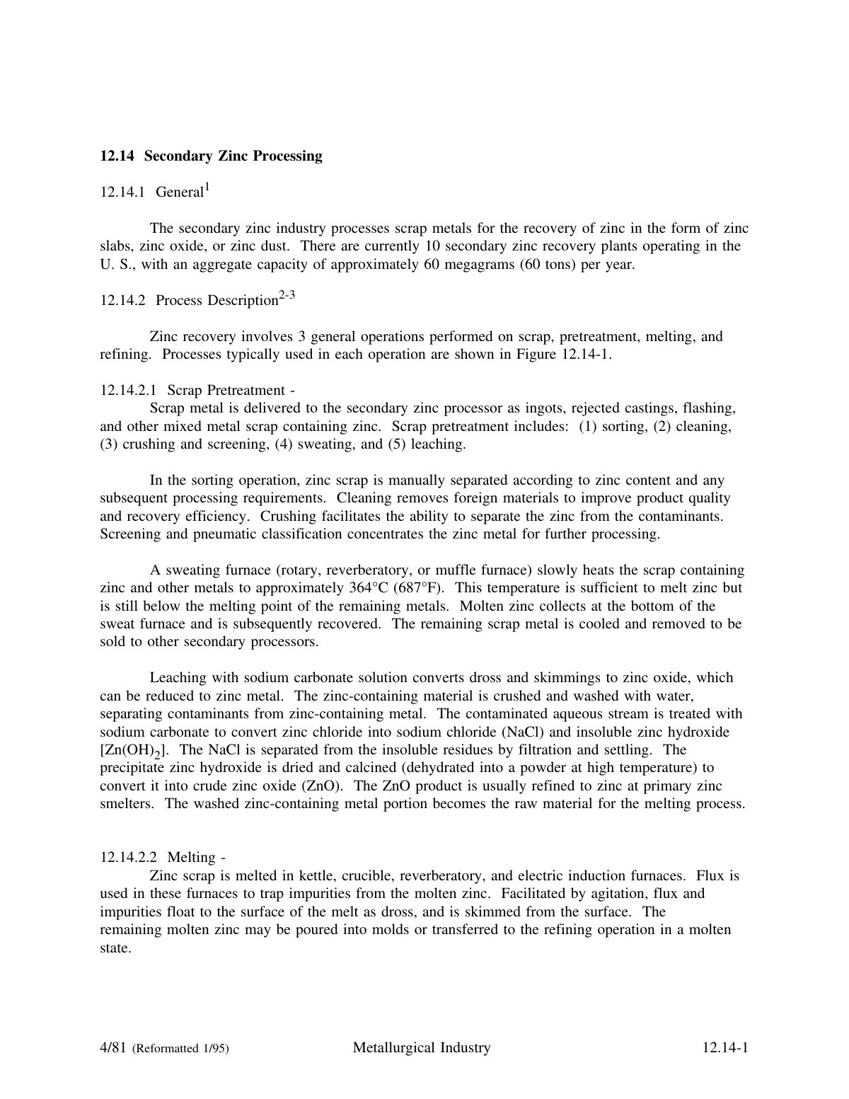 First page of Zinc treatment