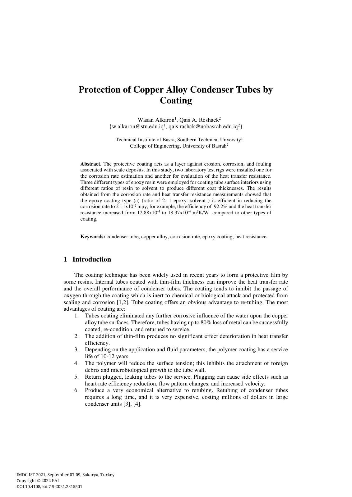First page of Protection of Copper Alloy Condenser Tub