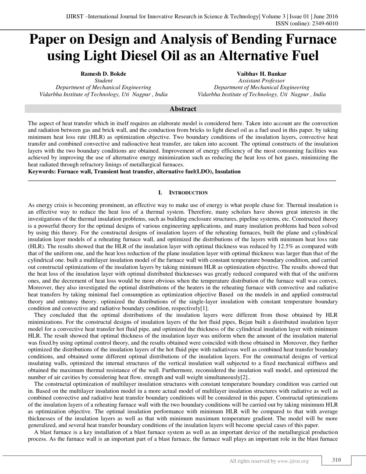 First page of Paper on Design and Analysis of Bending (1)