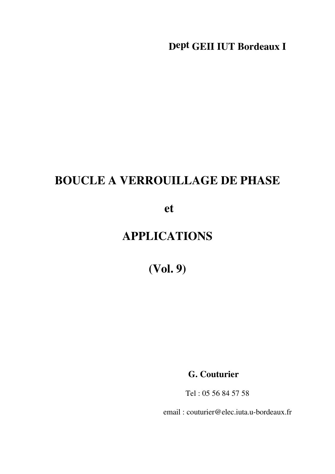 First page of boucle verrouillage phase