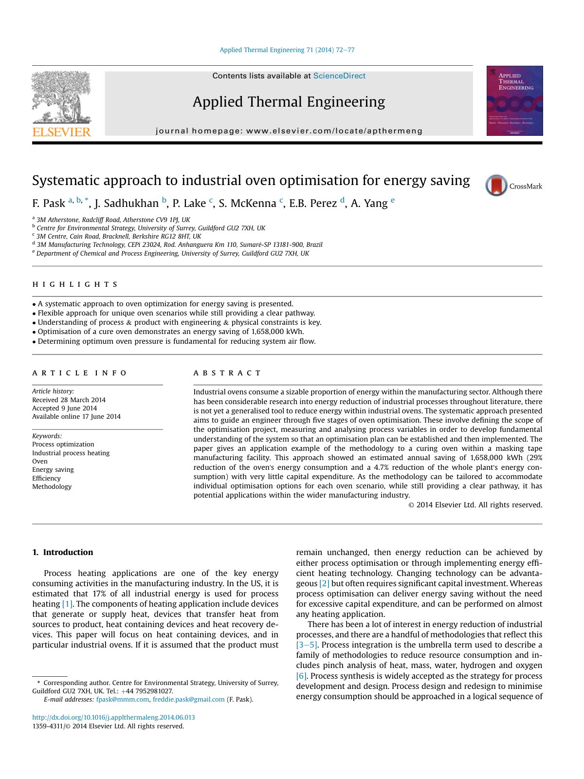 First page of Systematic approach to industrial oven o