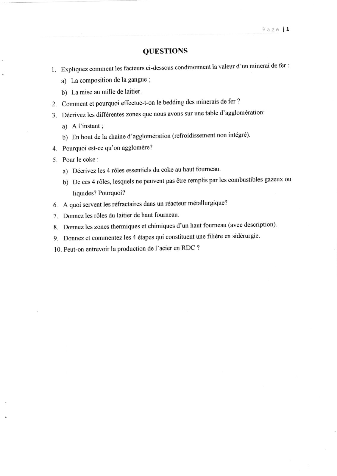 First page of Production de la fonte