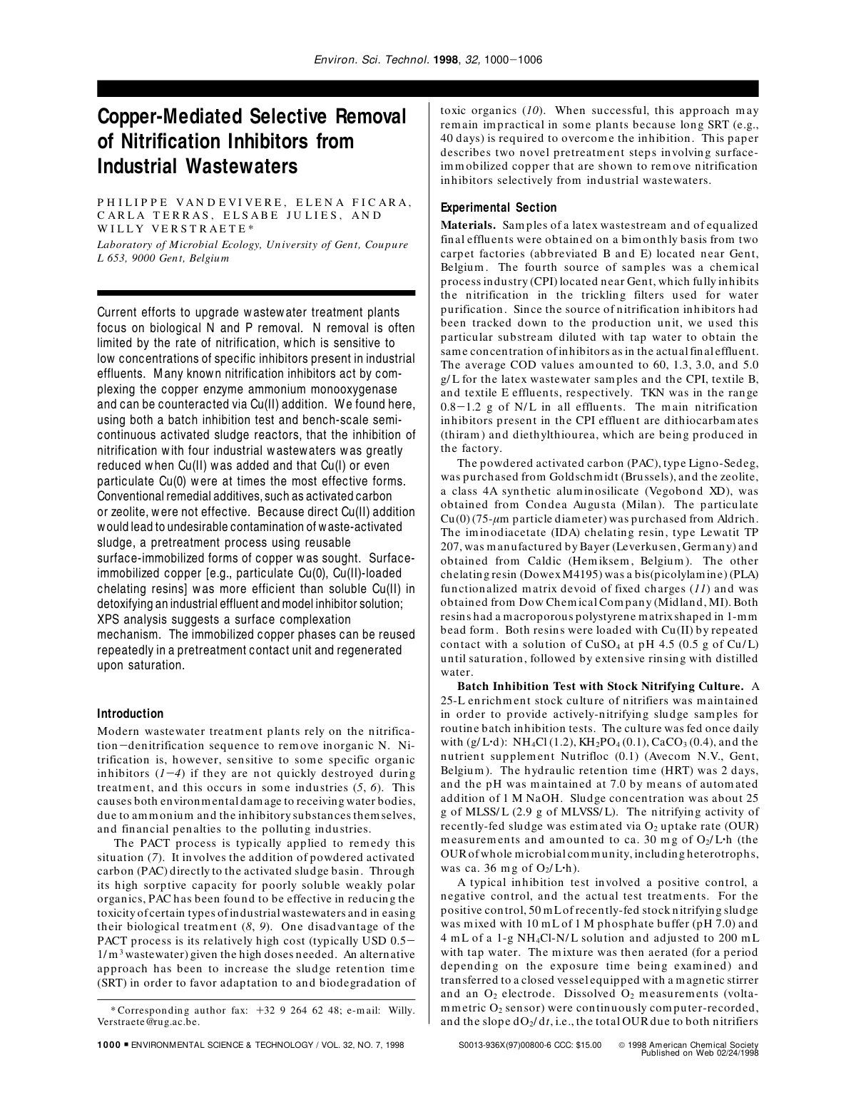 First page of Copper Mediated Selective Removal of Nit