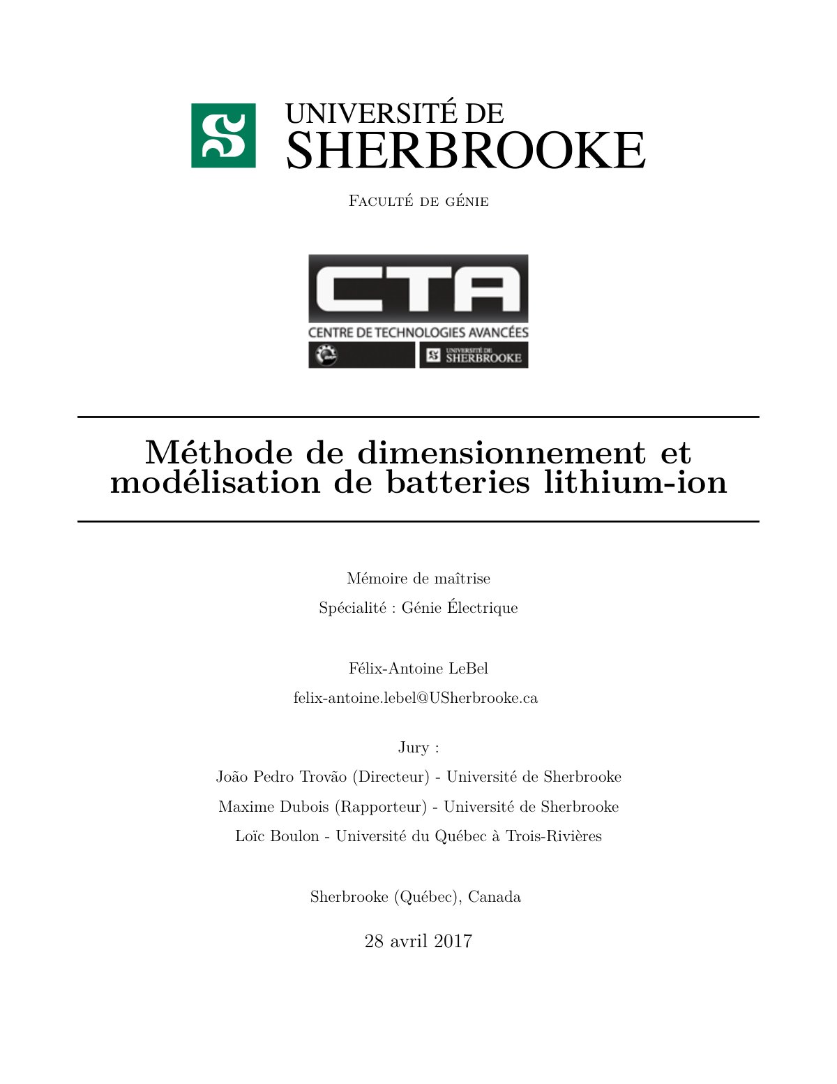 First page of memoire de maitrise FINAL