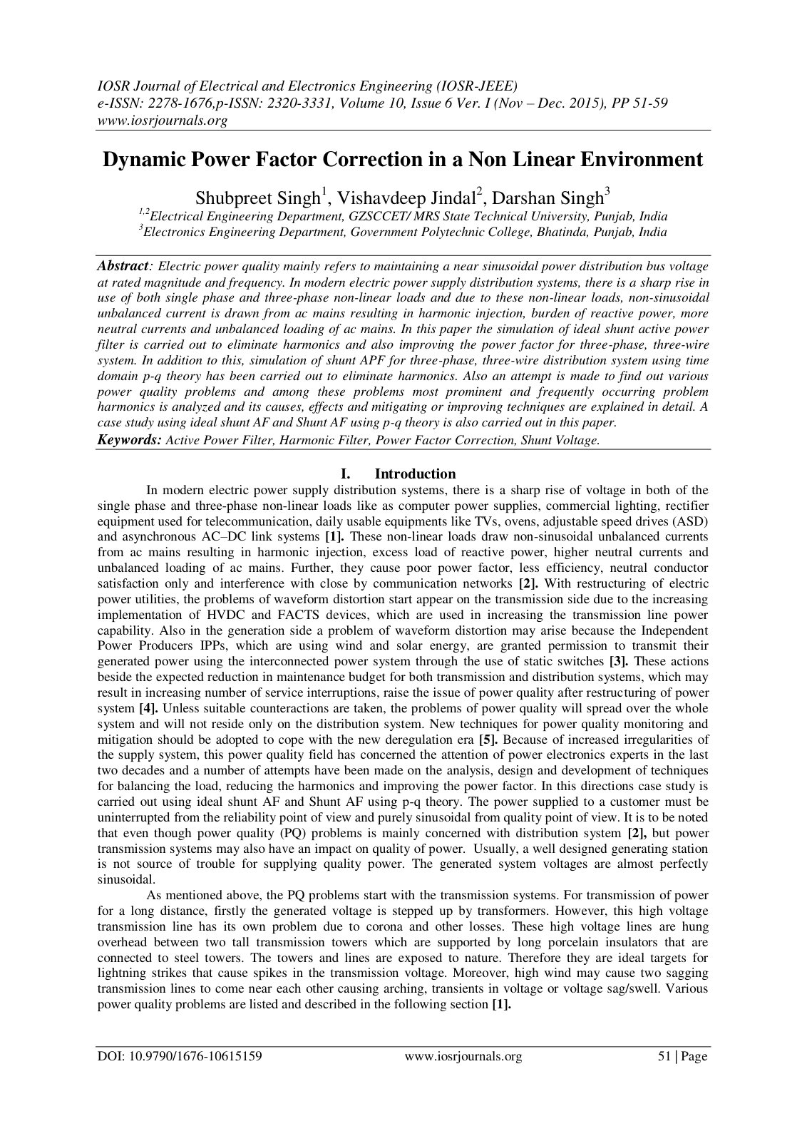 First page of Dynamic Power Factor Correction in a Non Linear Environment