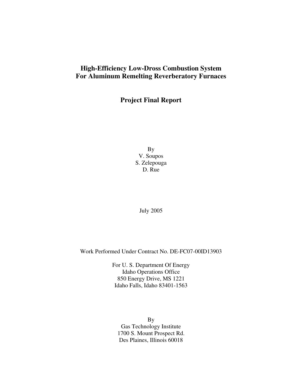 First page of High-Efficiency Low-Dross Combustion System For Aluminum Remelting Reverberatory Furnaces