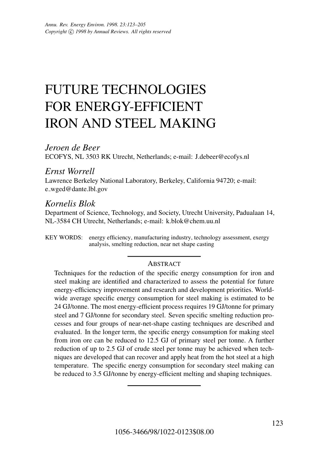 First page of FUTURE TECHNOLOGIES FOR ENERGY EFFICIENT