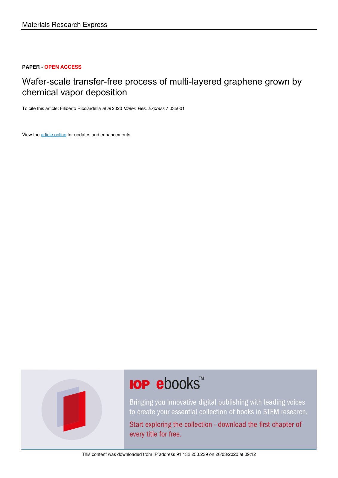 First page of Wafer scale transfer free process of mul