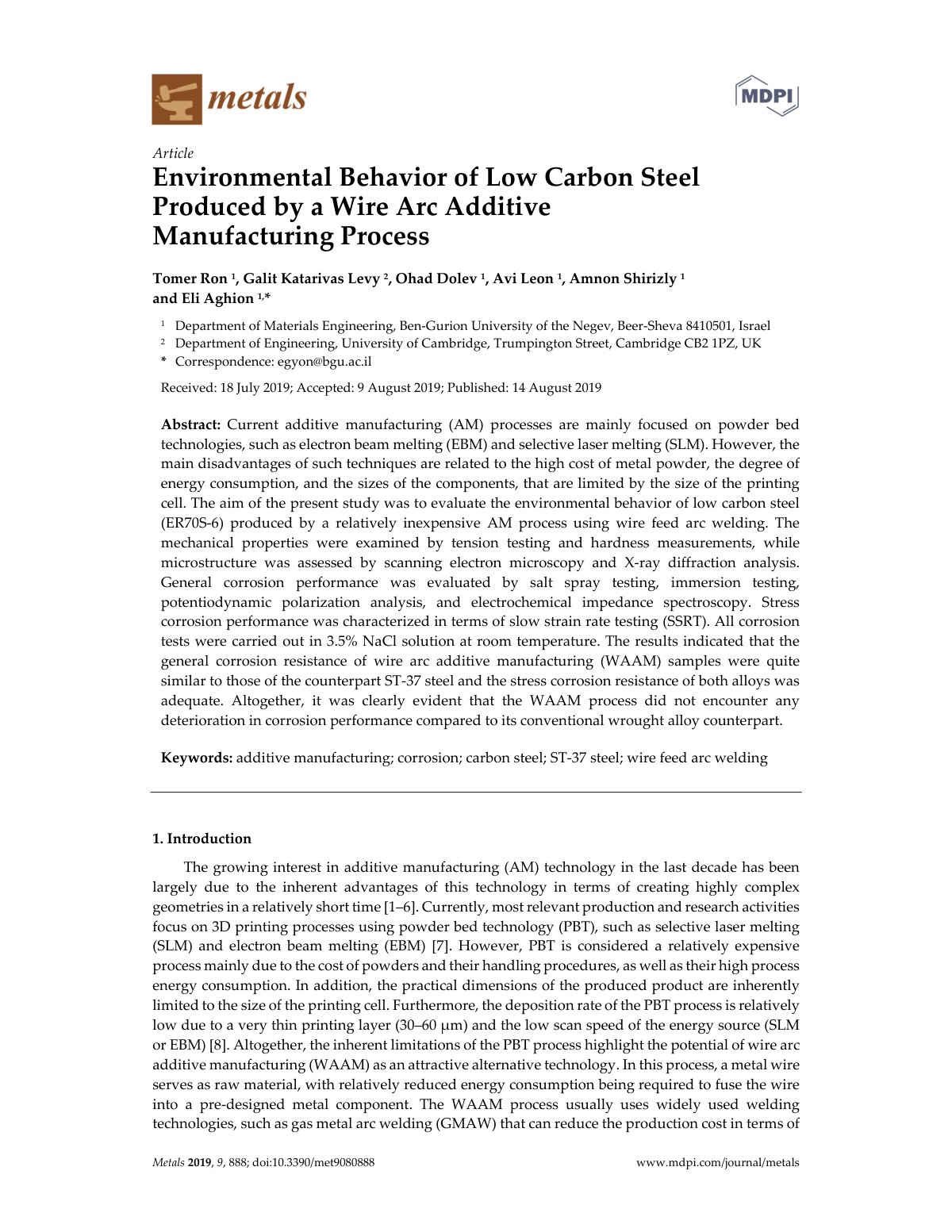 First page of Environmental Behavior of Low Carbon Ste